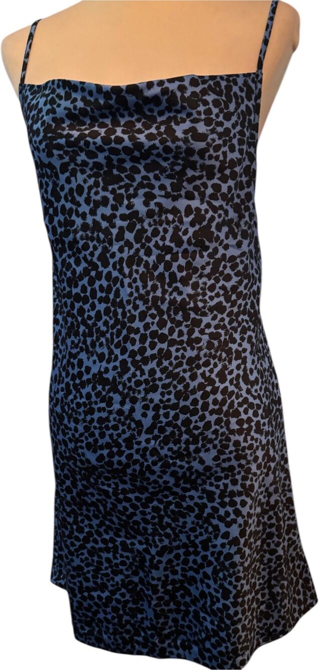 Flynn Skye Lynn Slip Dress, Y2K Blue Leopard, Size Medium